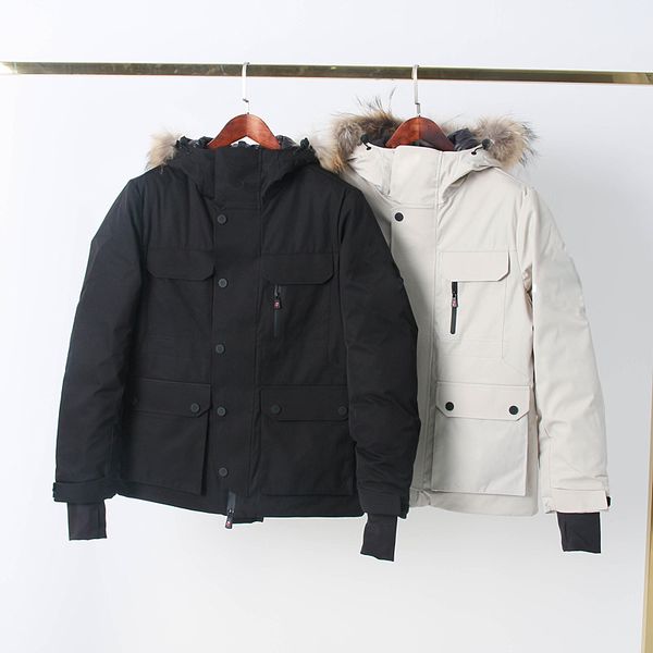 

men's down parkas jacket short winter outdoor clothing thick warm 2019 new ski suit european authentic english style hooded big tongue, Black