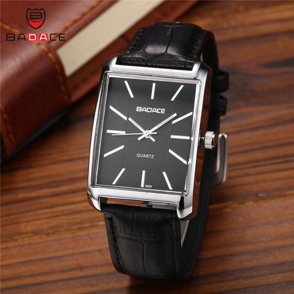 

badace men quartz watches waterproof leather strap wristwatch mens classic watch gold male sport office clock 8888, Slivery;brown