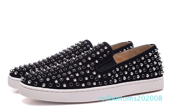 

red bottom sneakers casual mens womens low silver designer full spikes roller boat flats skateboard loafers design man woman shoe r08, Black