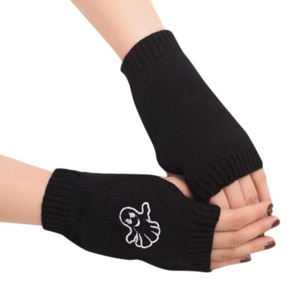 

women gloves without fingers girl knitted arm fingerless warm winter gloves soft warm mittens female fingerless moto luva, Blue;gray