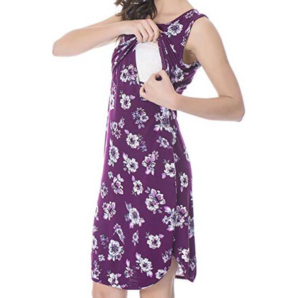 

dresses for pregnant women clothes 2019 maternity floral sleeveless with pockets nursing breastfeeding dress vestidos de, White