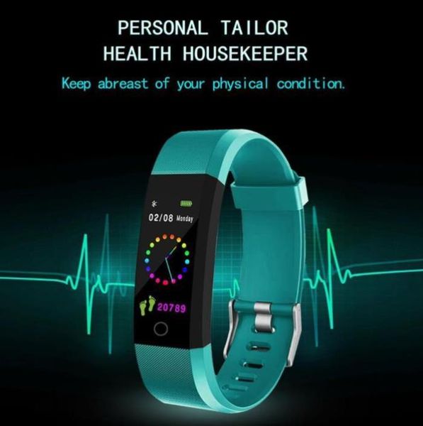 

115plus smart fitness bracelet tracker colorful screen blood pressure heart rate monitor women watch for samsung xiaomi smart sport bracelet