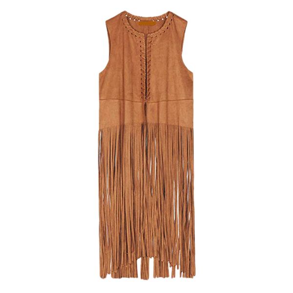 

jaycoin women's vest coat autumn winter velour suede ethnic tassels fringed vest cardigan ladies sleeveless streetwear vests, Black;white