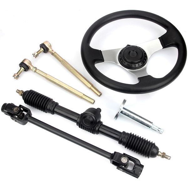 

300mm steering wheel 320mm assembly high quanlity full steel gear rack pinion fit for china 110cc go kart buggy utv bike parts