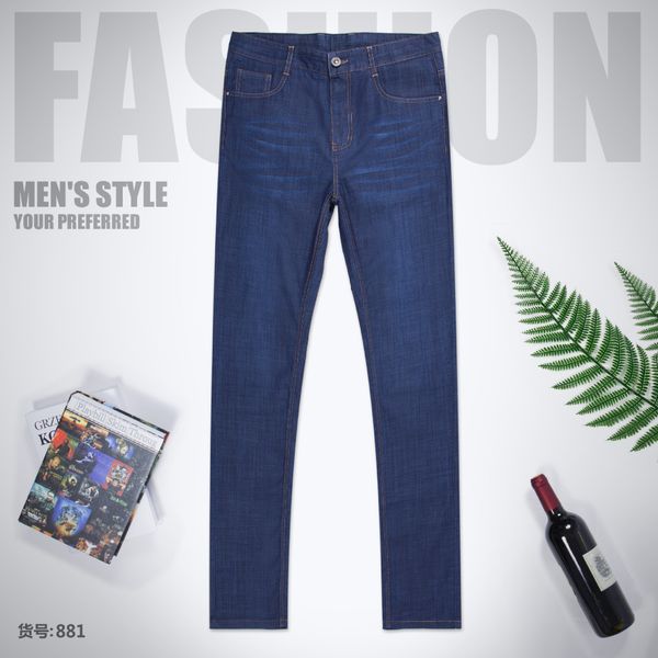 

summer fabric business straight tube waist casual men's jeans pants, Black;gray