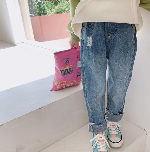 

2019 selling girls denim pants holes autumn fashion girls jean pants 2-8t pq51, Blue
