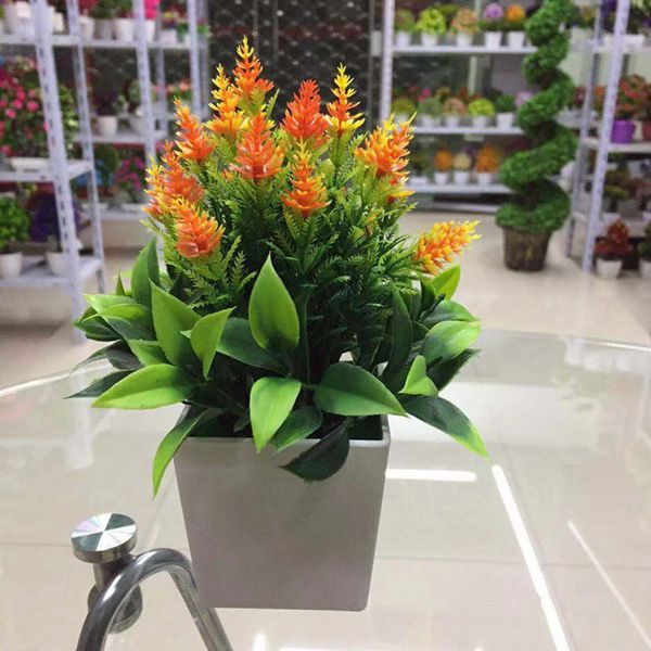 

1* plastic artificial potted plant fake flower mini pine cone home outdoor decor