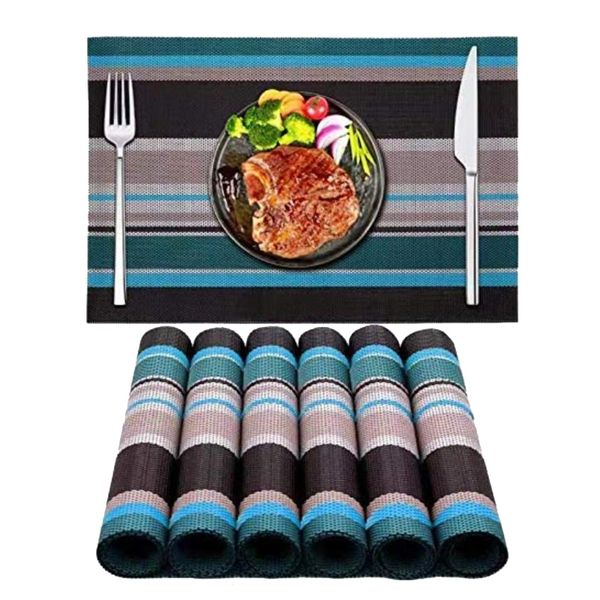 

placemats для обеденного стола моется пвх placemats пластиковой полоски набора из 6 (синего