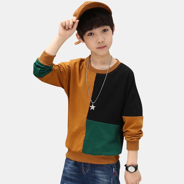 

boys sweatshirt 2018 autumn boys long sleeve t shirt winter teens boys patchwork hoodies kids winter for boy 12 13 t200225, White;black