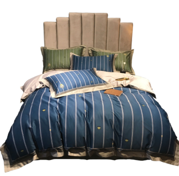 

minimalist style 100s cotton bed four piece set of cotton simple modern striped digital printing bedding