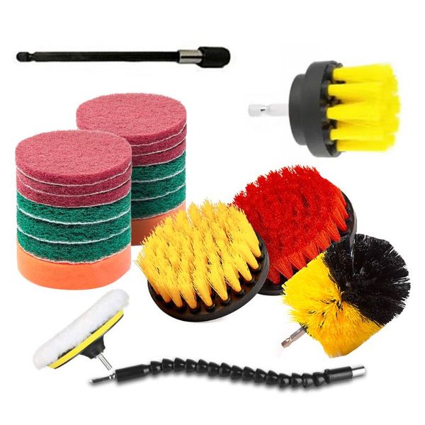 

21pcs drill brush attachments set extend long attachment for bathroom cleaner 95aa