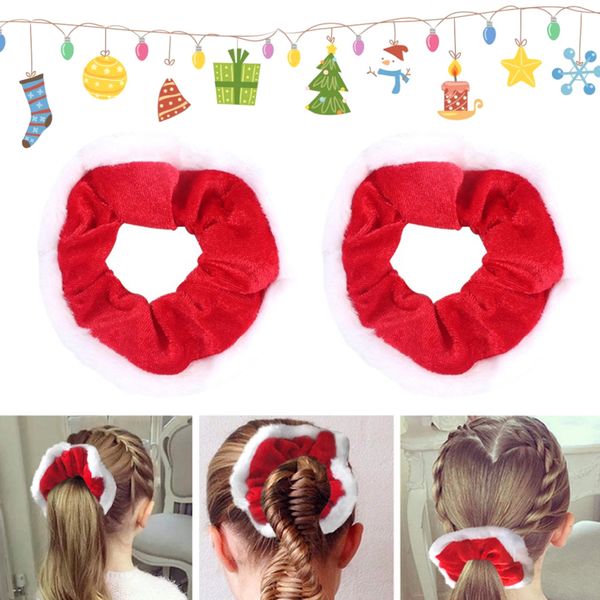 

10pcs christmas hair scrunchies elastics bobbles hair bands scrunchy tie ropes ponytail holders vj-drop