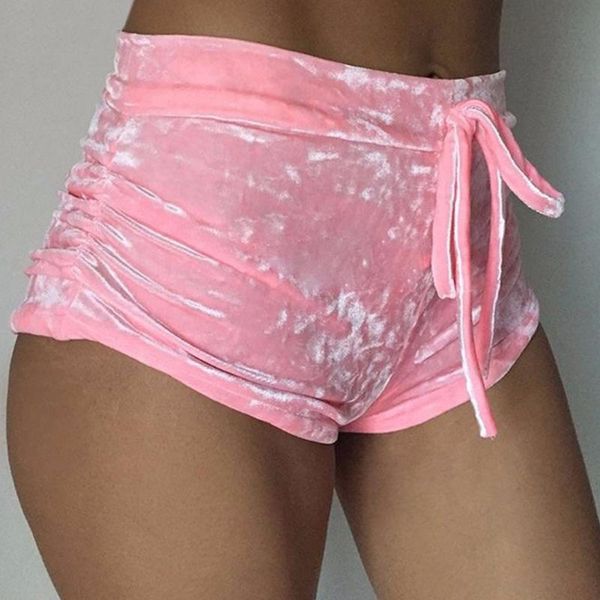 

crushed velvet high waist women drawstring running shorts trousers, White;black