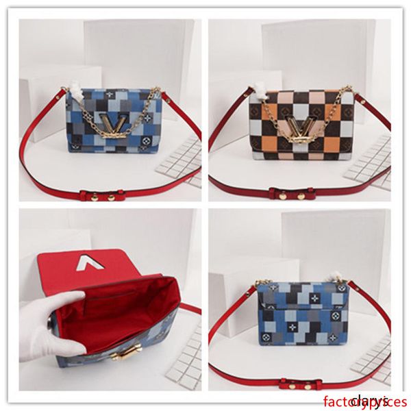 

lovuitto designer twist mm shoulder bag m50281 denim leather blue size: 23*18*8cm