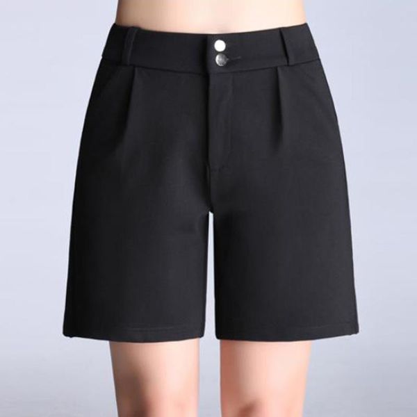 

womens office shorts black high waist zipper shorts bottoms korean style retro casual streetwear business ladies feminino, White;black