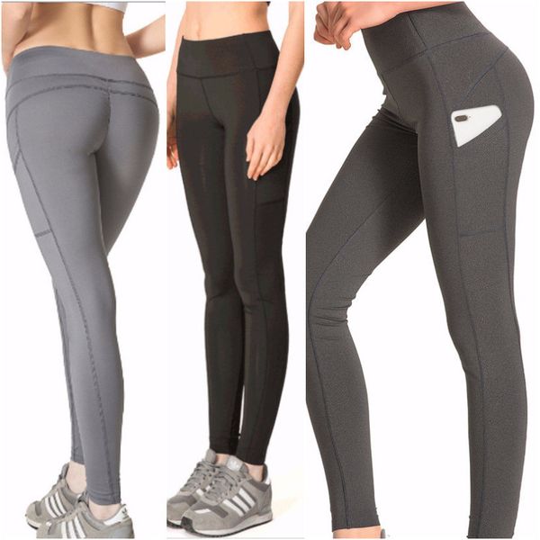 

lu-c2201 women yoga girls long pants running leggings ladies casual yoga outfits sportswear exercise & fitness wear with pocket, White;black