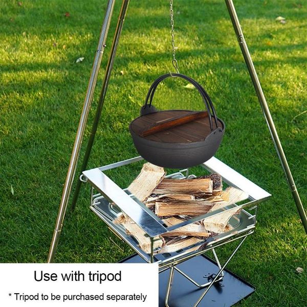 

camping cookware cast iron pot stew soup pot water boiling water anti-slip bottom dutch for outdoor tourist picnic camping