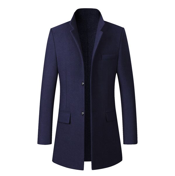 

autumn winter men's trench coat fashion slim business long overcoat packet solid turn down collar cardigan jacket outwear, Tan;black