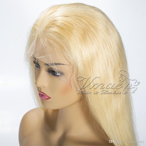 

1b 613 blonde russian virgin human hair cuticle aligned virgin natural straight hair full lace wig human hair wigs for women, Black;brown