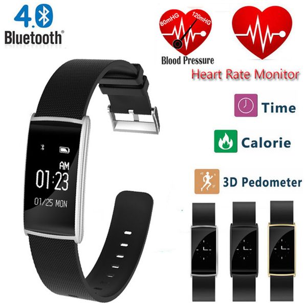 

smart band bracelet 2019 new heart rate monitor smart wristband fitness watch tracker blood pressure smartband for ios android, Slivery;brown