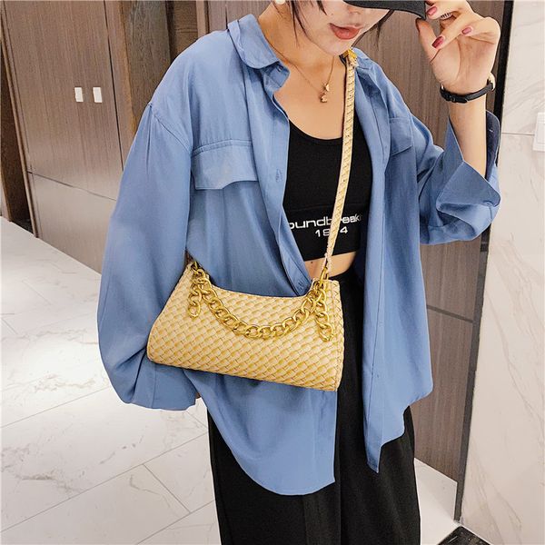 

summer small bag woven armpit bag female 2020 new popular chain shoulder messenger bags women purse and handbags