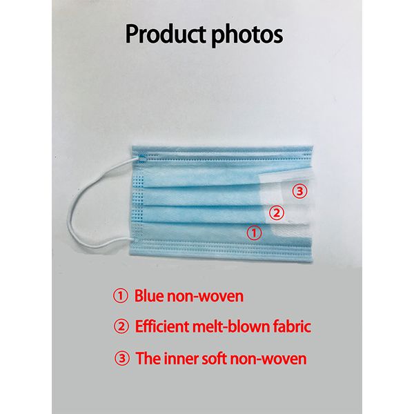 

dhl hipping 50 pcs disposable face masks thick 3-layer masks with earloops for salon, home use comfortable in stock mask