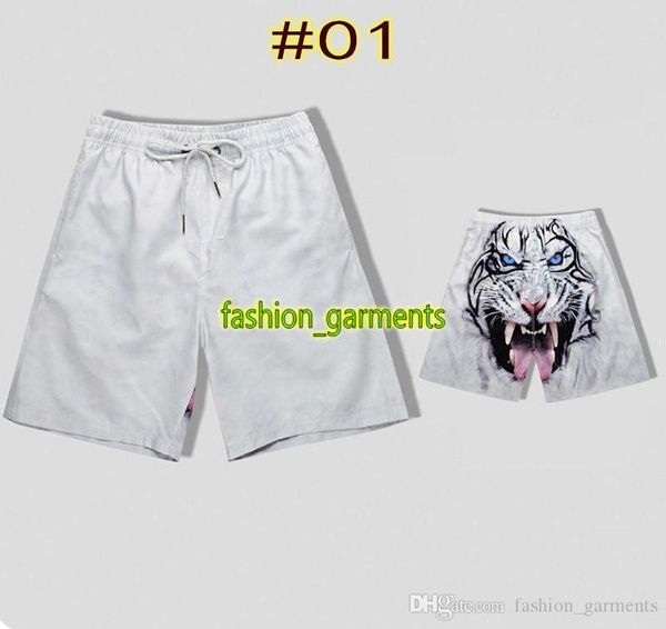 

summer new fashio european and american style print tiger head couple beach pants mens five pants mens stylist casual shorts, Black