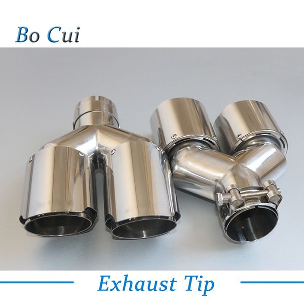 

1 pair y style glossy stainless car glossy car exhaust tip tailpipe car-styling exhaust muffler tip akrapovic