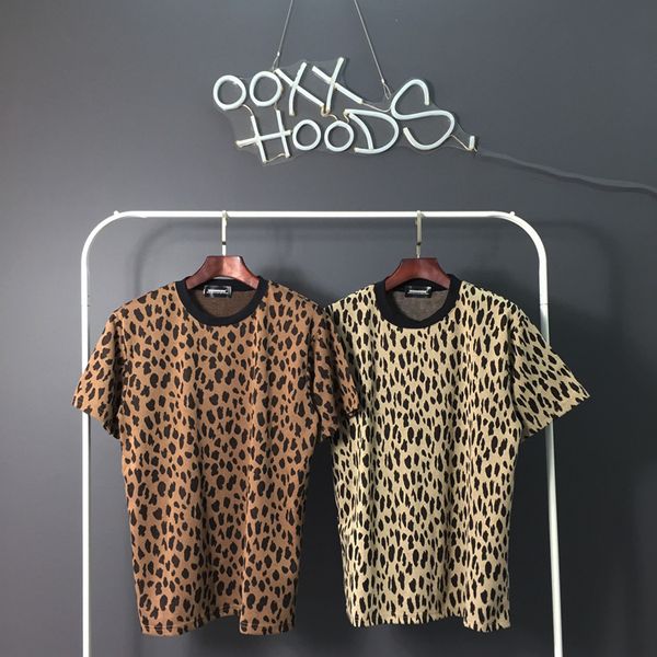 

mens designer origional popular brand ooxx selling domineering wild full body leopard print men and women couples short-sleeved t-shirt, White;black