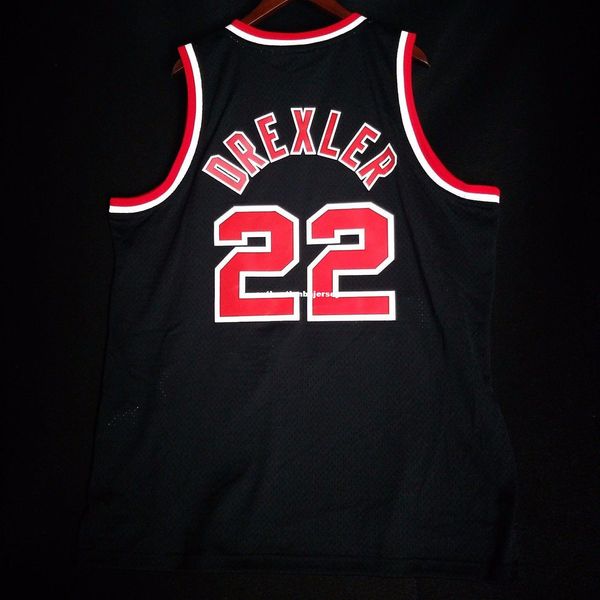 

100% сшитая cylde drexler # 22 жилет для души hwc от jersey black mens vest размер xs-6xl сшитые баскетбольные майки ncaa, Black;blue