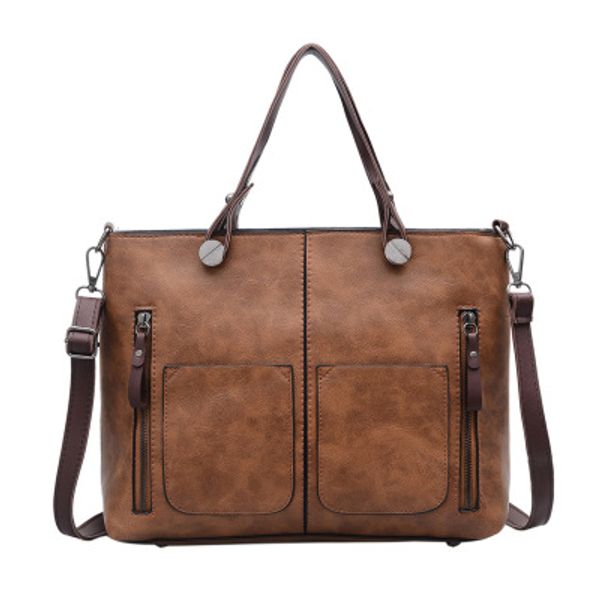 

the new european and american fashion retro shoulder bag, the trend of simple soft leather large capacity cross-bag