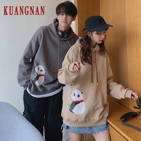 

kuangnan cartoon panda hoodie men japanese streetwear mens hoodies hip hop sweatshirt men hoodies sweatshirts xxl 2019 autumn, Black