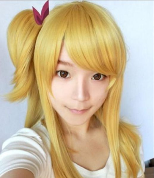 WIG Fairy Tail Lucy Heartphilia Goldblond Mode Cosplay Wig
