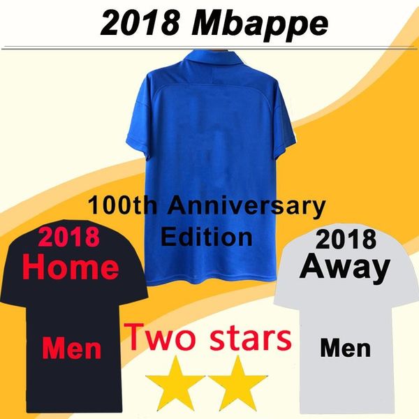 

2019 2 Stars 100th Anniversary MBAPPE GRIEZMANN Mens Soccer Jerseys POGBA GIROUD KANTE PAVARD 100 Years Blue Football Shirts Maillot de foot