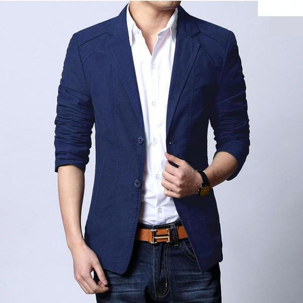 

2019 spring vintage solid blazer british stylish mens blazers leisure suit jacket business two buttons casual blazer for men 3xl, White;black