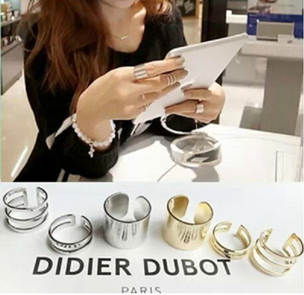 

3 pcs /set shiny punk polish plated gold stack plain band midi mid finger knuckle rings set for women rock jewelry r348, Silver