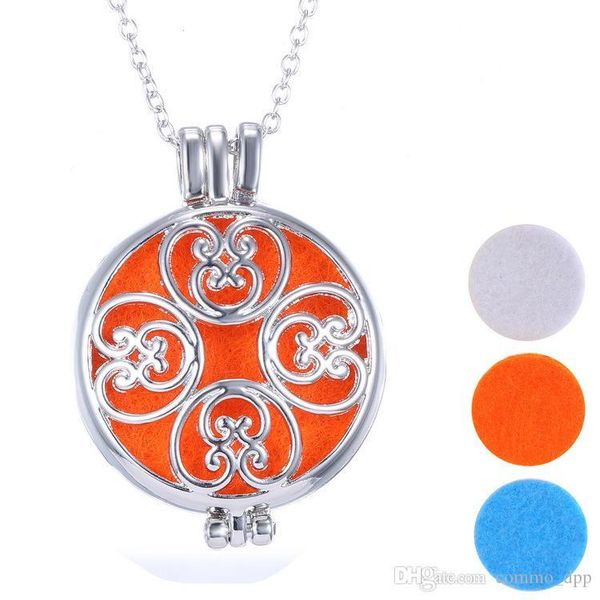 

new essential oil diffuser necklace aromatherapy diffuser opening floating lockets pendant necklaces for women ladies fashion jewelry, Silver