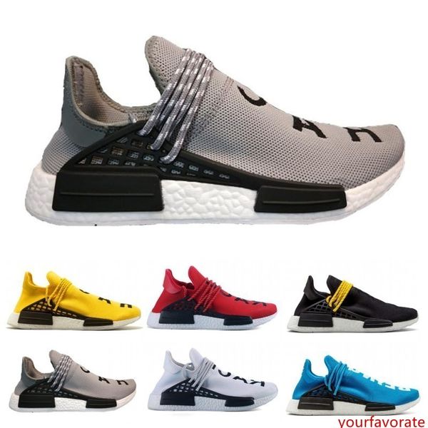 

human race trail running shoes men women pharrell williams hu runner yellow black white red green grey blue sport runner sneaker 36-47
