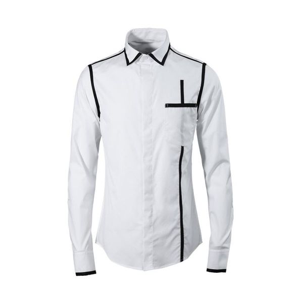 

collar shoulder spell article men shirt long sleeve shirt brand men's wear male, White;black