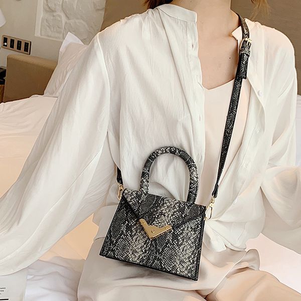 

leather crossbody bags hasp hobos women's handbags retro fashion serpentine pu messenger bags versatile soft handle #a