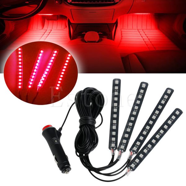 

red 4x12led car interior light atmosphere decorative light neon lamp strips new