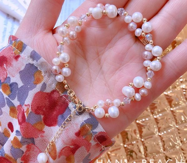 

темперамент нерегулярный барочный цвет жемчужный браслет простой дизайн ниши ins, Black