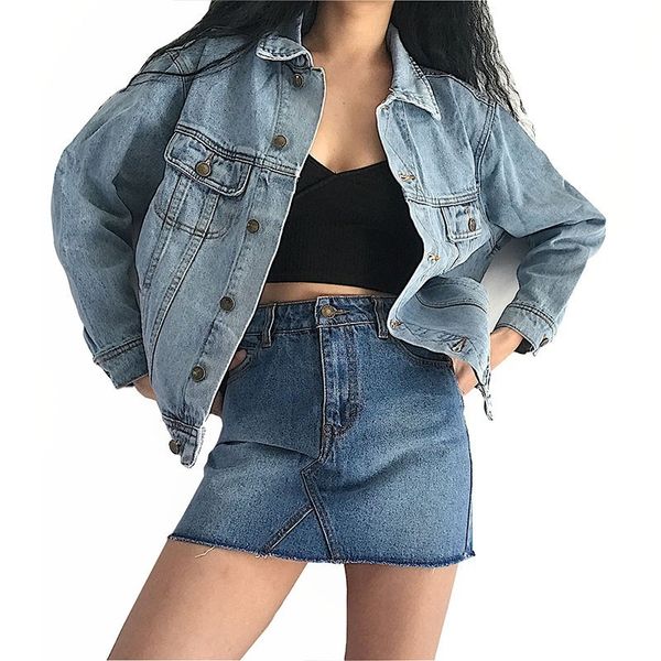 

женщины осень denim short jacket vintage streetwear пальто 2019 женщины жан куртка синий с длинным рукавом карманы мода верхней одежды nzy00, Black;brown