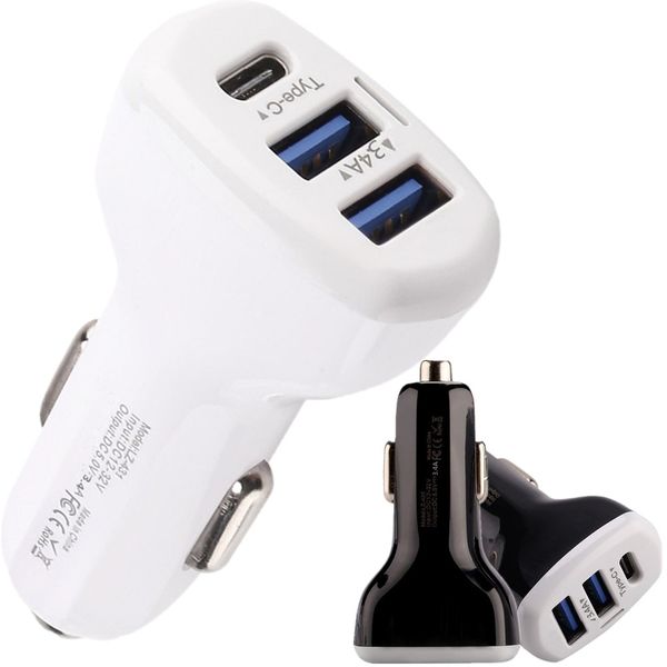 

5v 3.4a 2 usb ports type c car charger auto power adapter for samsung htc android phone gps