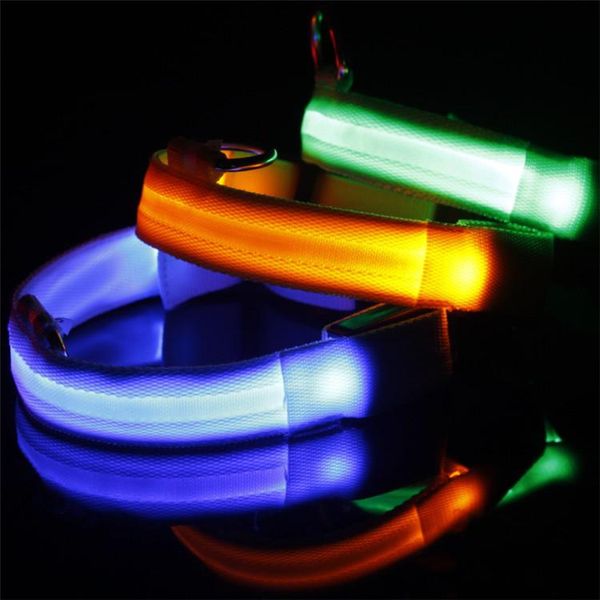 Cabo usb led coleiras de cão de náilon arnês de gato piscando light up noite segurança coleiras para animais de estimação multi cor S-XL tamanho natal acessórios292c