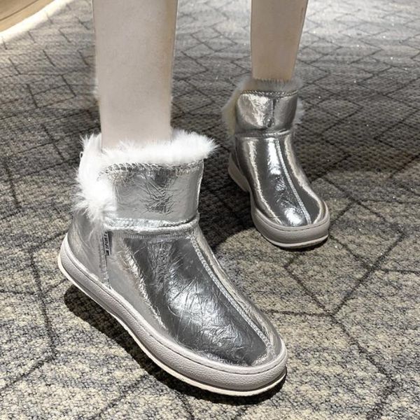 

winter snow boots black silver shiny women boots keep warm plus velvet ankle women non slip waterproof short booties y955