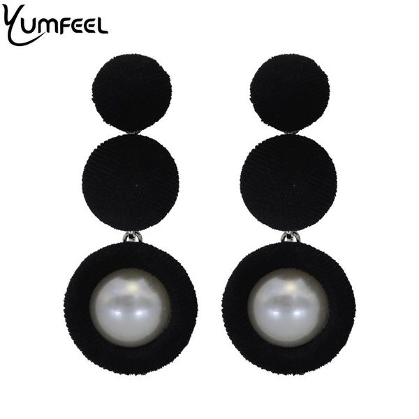 

yumfeel brand new design drop earrings handmade fabric button long earrings women gifts, Golden