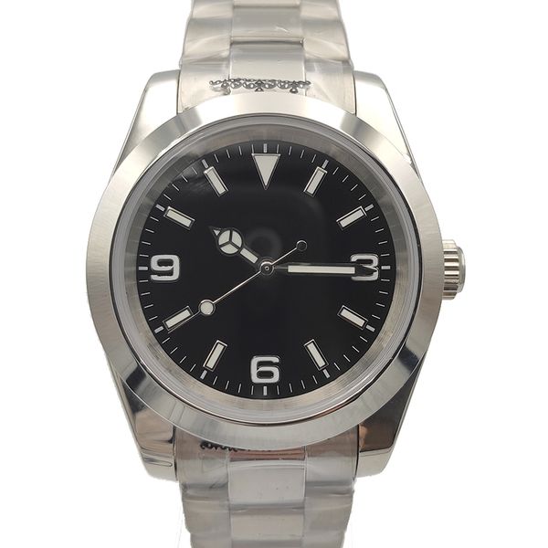 

40mm black dial men's watch miyota8215/mingzhu 2813 automatic mov't sapphire crystal wristwatch, Slivery;brown