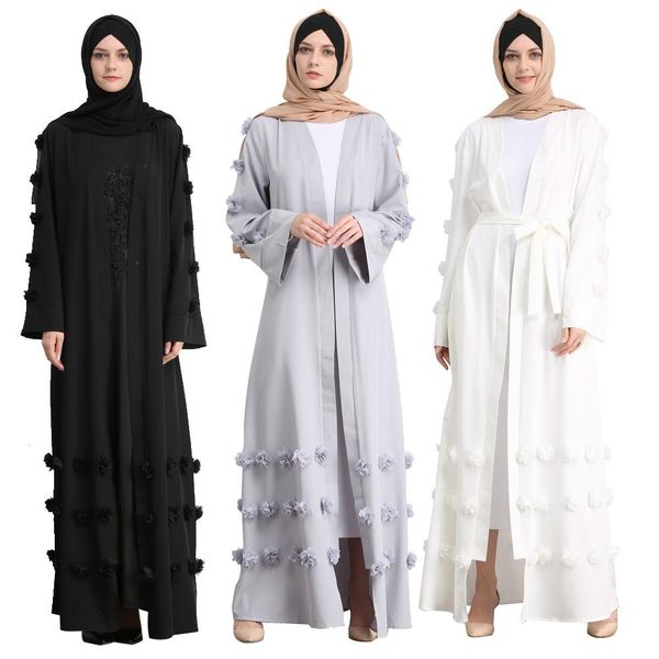 

dubai muslim flower full dresses abaya cardigan kimono long robe gowns jubah middle east ramadan arab islamic prayer clothing, Red