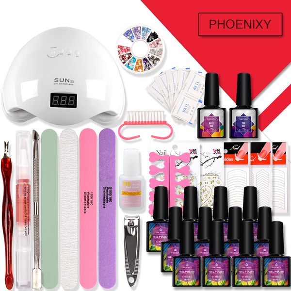 

manicure kit gel nail kits with 48w dryer lamp 12 colors 8ml nail polish set design art finger beauty tool and acessories